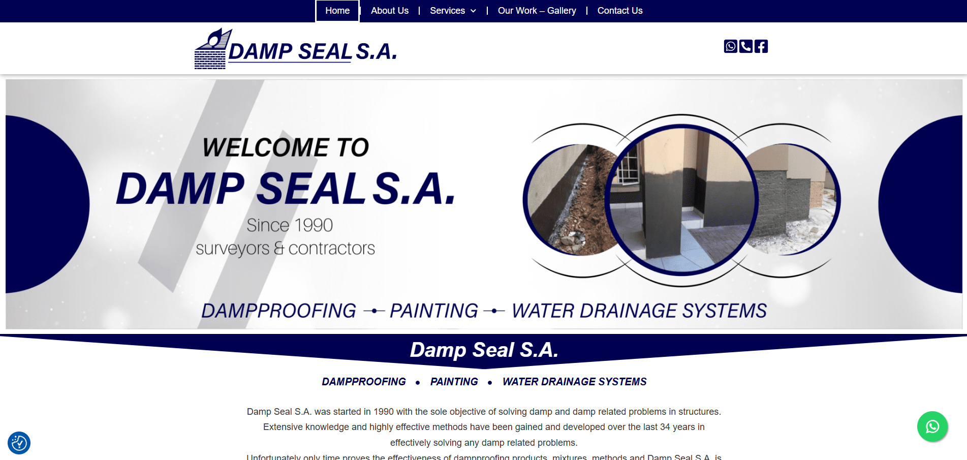 Damp Seal S.A. website preview